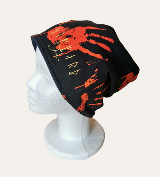 Handmade Beanie Halloween weiss & schwarz